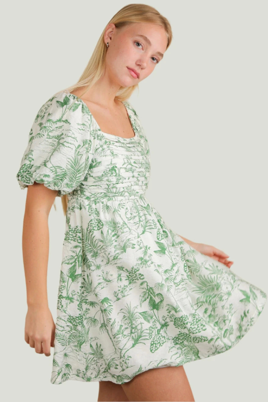 Puffy Sleeve Mini Dress