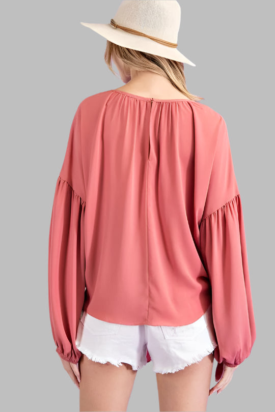 Puffy Sleeve Blouse Top