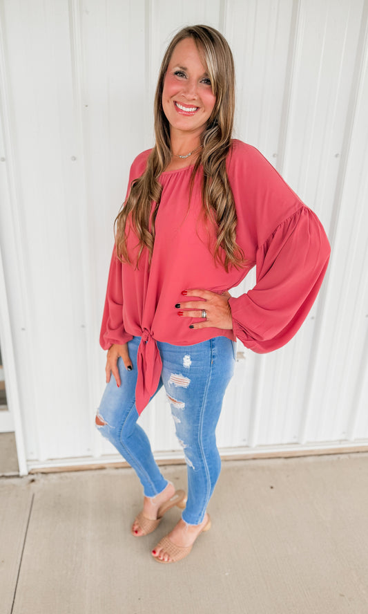 Puffy Sleeve Blouse Top