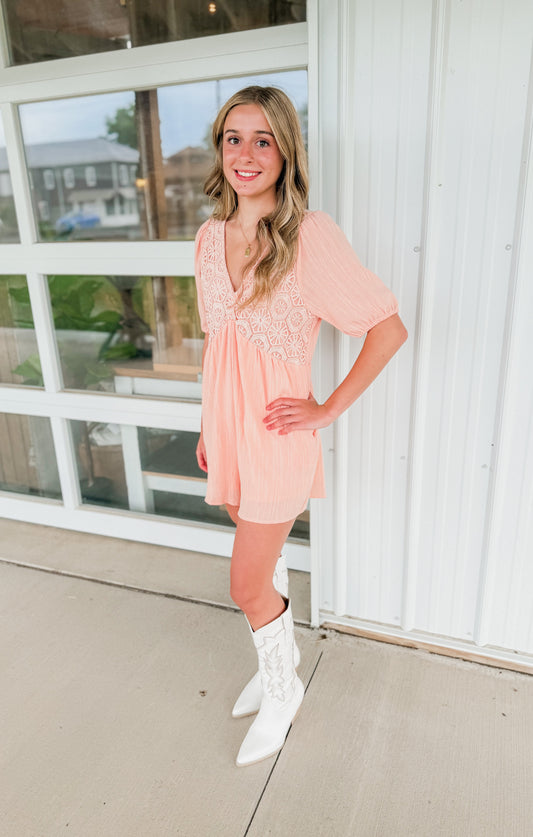 Lacey Puff Sleeve Romper
