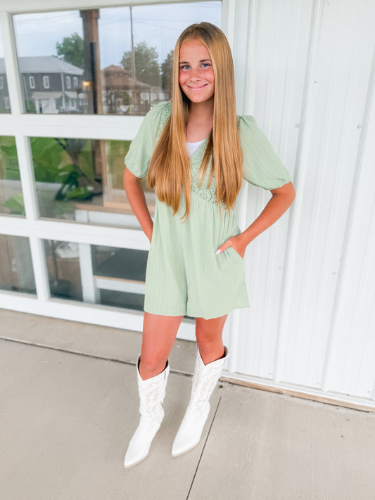 Lacey Puff Sleeve Romper