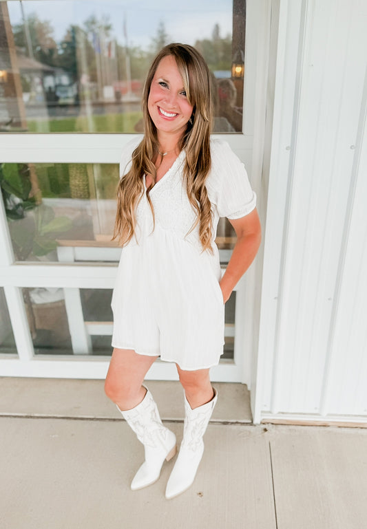 Lacey Puff Sleeve Romper