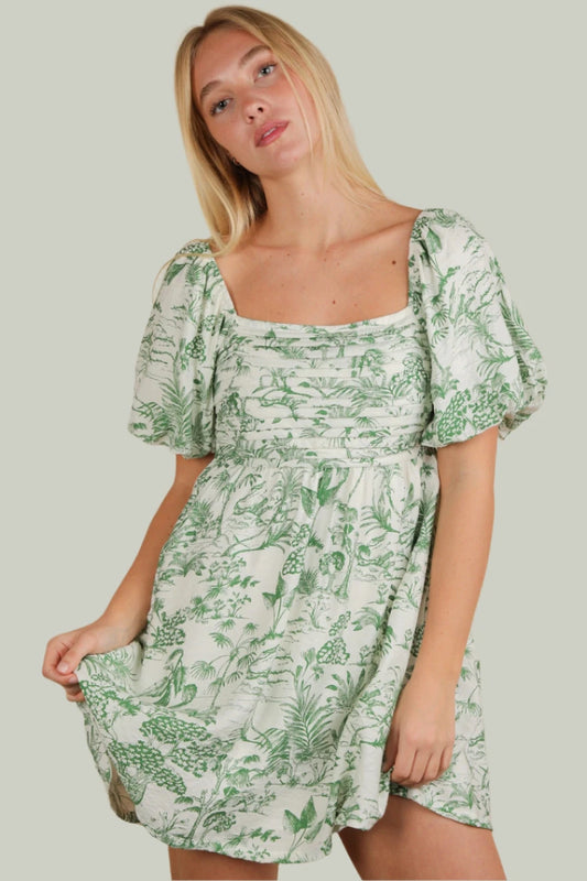 Puffy Sleeve Mini Dress