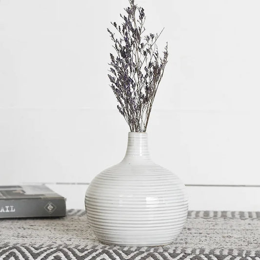 5.3" White Line Vase