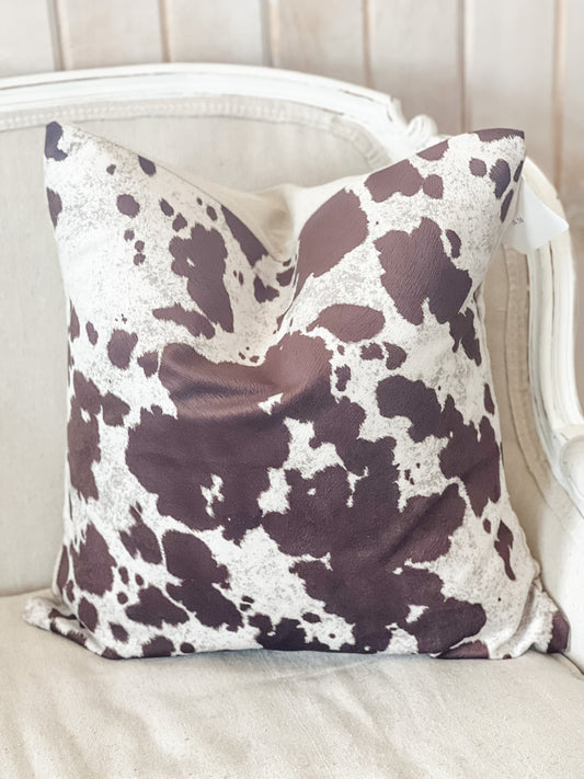 Brown Cow Print Throw Pillow