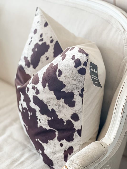 Brown Cow Print Throw Pillow