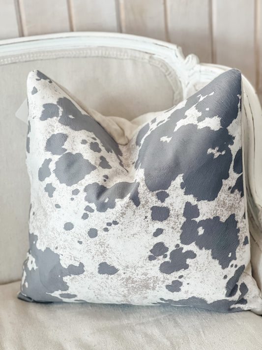 Gray Cow Print Throw Pillow